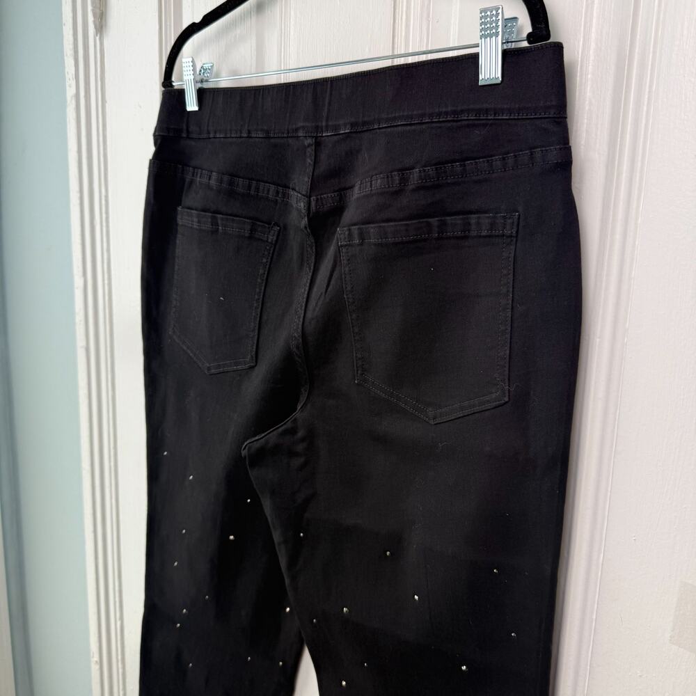 Isaac Mizrahi Live Jeans Womens 12P Black Rhinestone Embellished Pull On NWOT - Picture 9 of 12